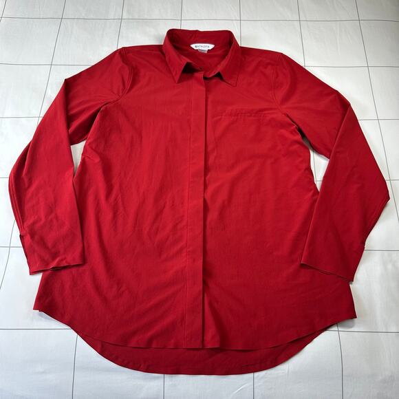 Athleta Red Button Down Shirt - Picture 2 of 6